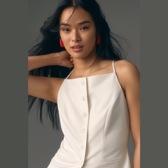 NEW Sunday in Brooklyn Size XL Ponte Apron Vest - White - Picture 2 of 4